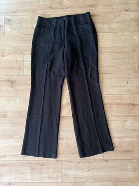LOFT Julie Trouser Black 100% Linen Pants Straight Leg Workwear Minimalist